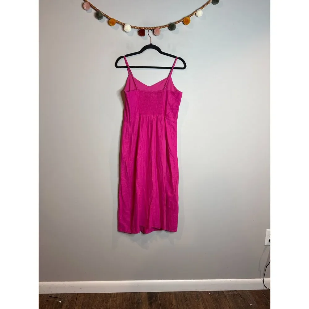 J. Crew pink linen blend midi dress